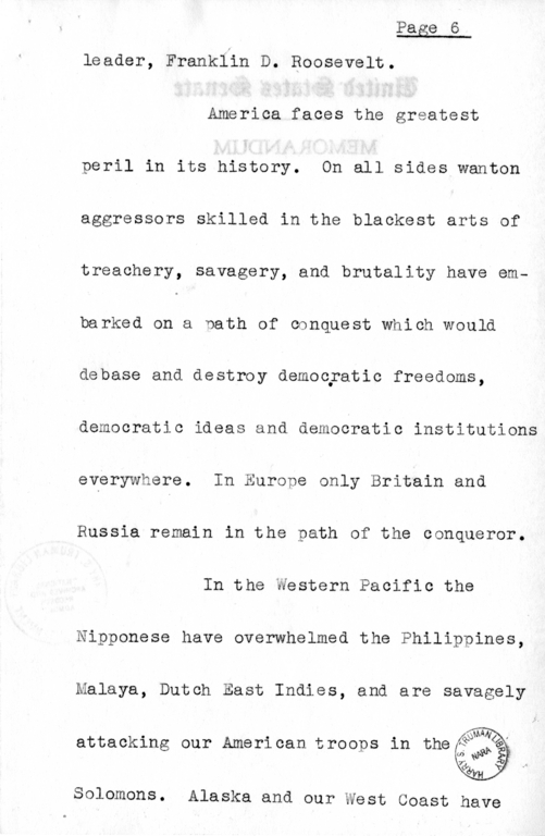 Speech of Senator Harry S. Truman at Jackson County, Missouri