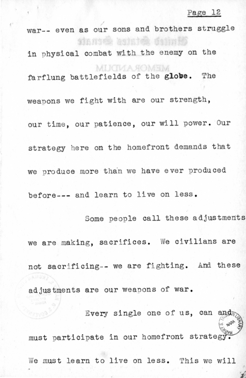 Speech of Senator Harry S. Truman at Jackson County, Missouri