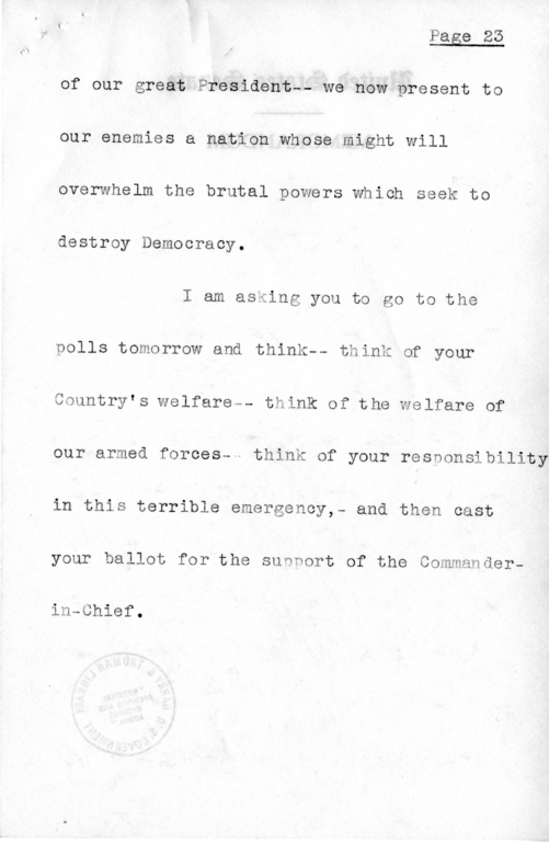 Speech of Senator Harry S. Truman at Jackson County, Missouri