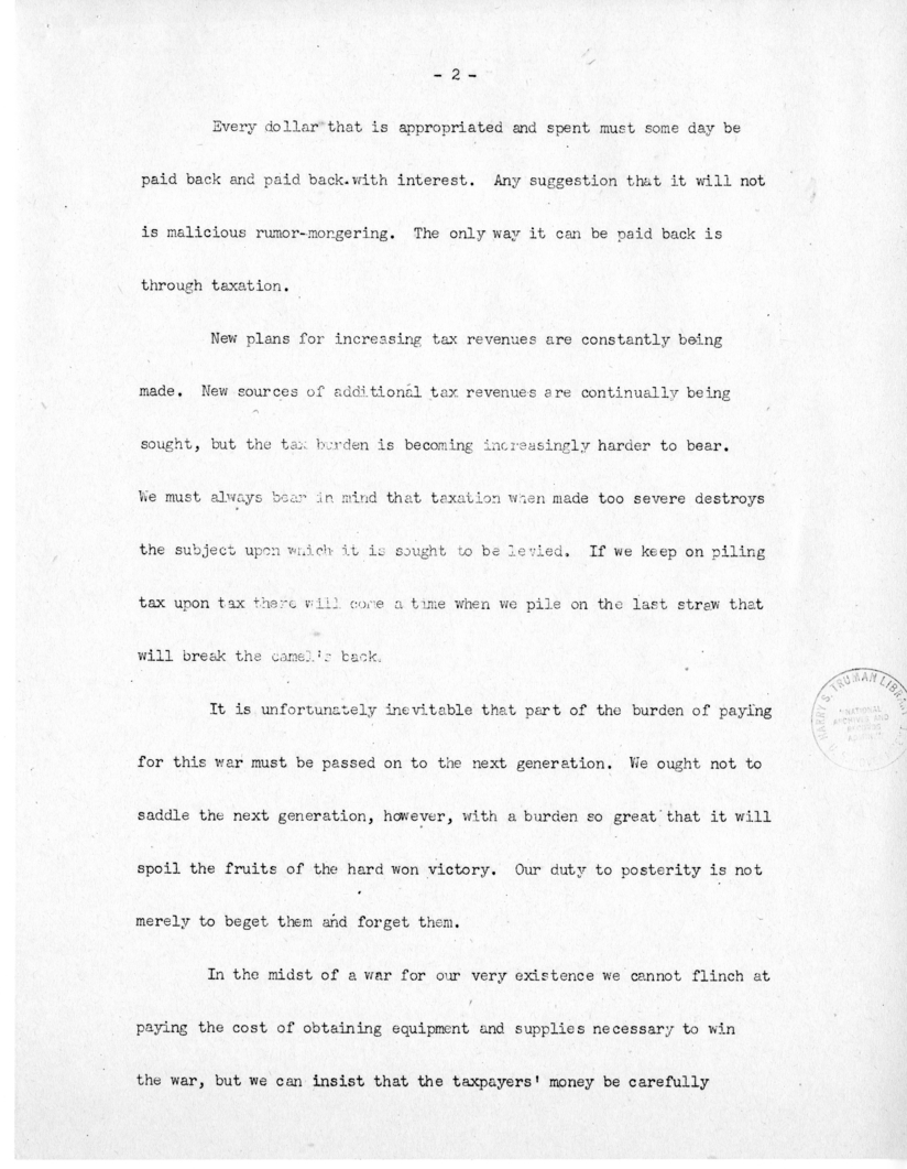 Speech of Senator Harry S. Truman Before the Annual Meeting of the Mississippi Valley Flood Control Association at New Orleans, Louisiana