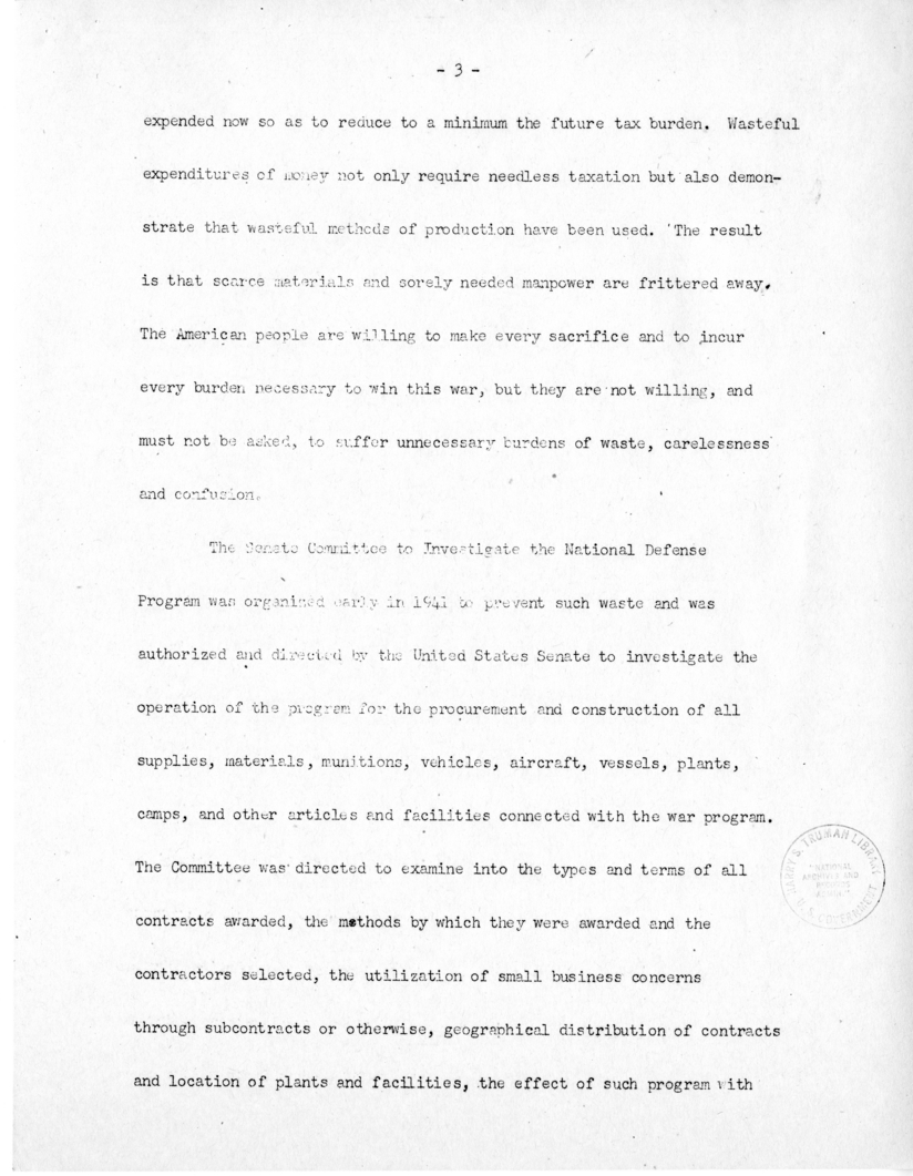 Speech of Senator Harry S. Truman Before the Annual Meeting of the Mississippi Valley Flood Control Association at New Orleans, Louisiana