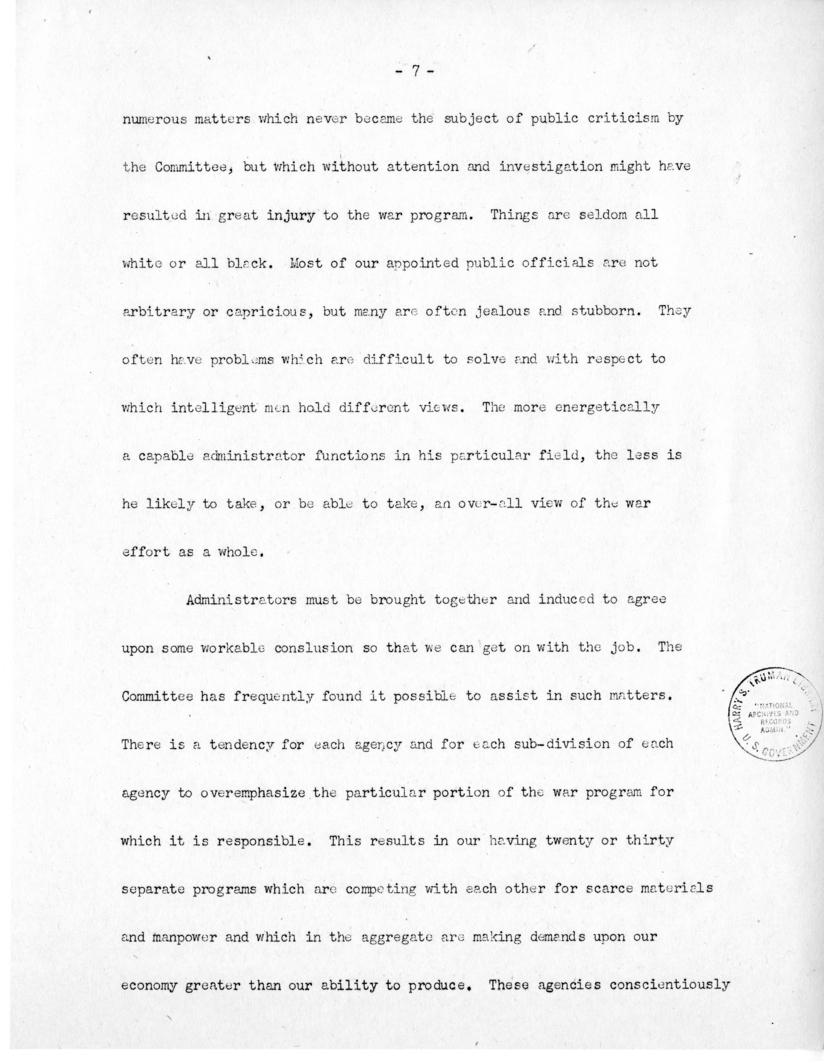 Speech of Senator Harry S. Truman Before the Annual Meeting of the Mississippi Valley Flood Control Association at New Orleans, Louisiana