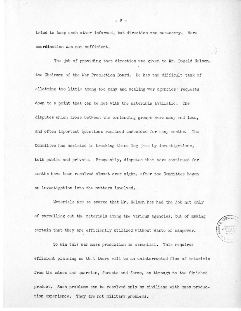 Speech of Senator Harry S. Truman Before the Annual Meeting of the Mississippi Valley Flood Control Association at New Orleans, Louisiana