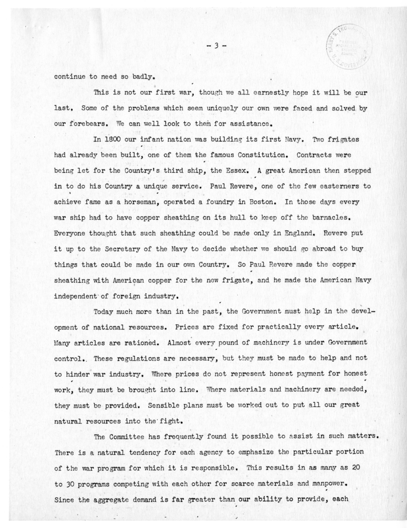 Speech of Senator Harry S. Truman Before the Colorado Mining Association at Denver, Colorado