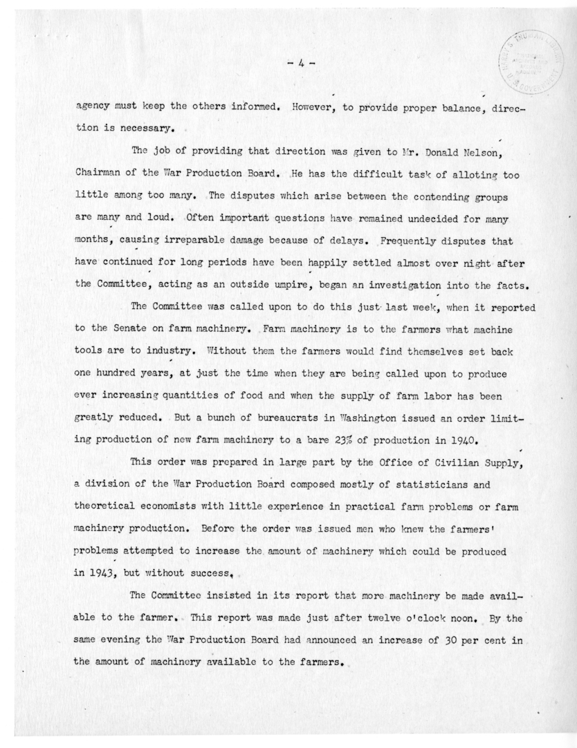 Speech of Senator Harry S. Truman Before the Colorado Mining Association at Denver, Colorado