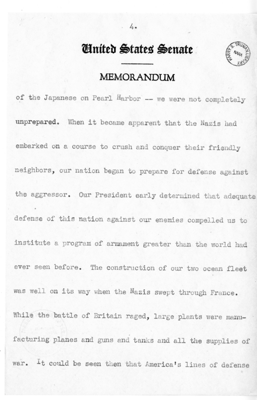 Speech of Senator Harry S. Truman at Newark, New Jersey