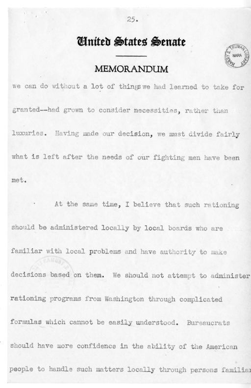 Speech of Senator Harry S. Truman at Newark, New Jersey