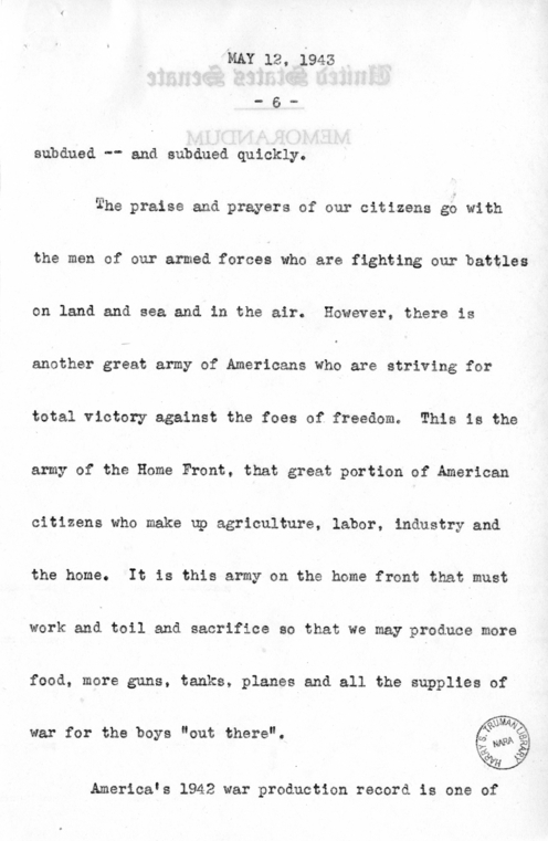 Speech of Senator Harry S. Truman Before the Southern Supply & Machinery Distributors at Cincinnati, Ohio