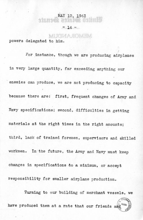 Speech of Senator Harry S. Truman Before the Southern Supply & Machinery Distributors at Cincinnati, Ohio