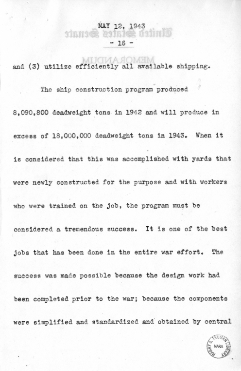 Speech of Senator Harry S. Truman Before the Southern Supply & Machinery Distributors at Cincinnati, Ohio