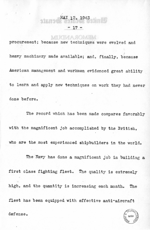 Speech of Senator Harry S. Truman Before the Southern Supply & Machinery Distributors at Cincinnati, Ohio