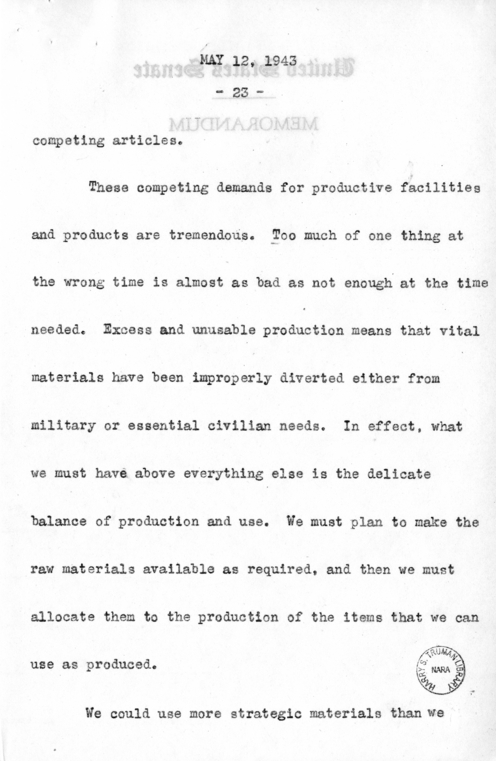 Speech of Senator Harry S. Truman Before the Southern Supply & Machinery Distributors at Cincinnati, Ohio