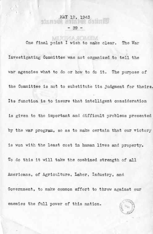 Speech of Senator Harry S. Truman Before the Southern Supply & Machinery Distributors at Cincinnati, Ohio