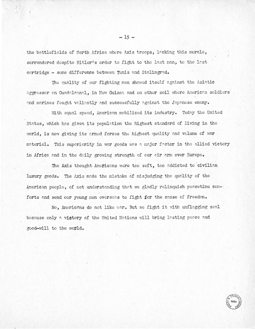 Speech of Senator Harry S. Truman Before the Meeting of the Executives' Club of Chicago at Chicago, Illinois