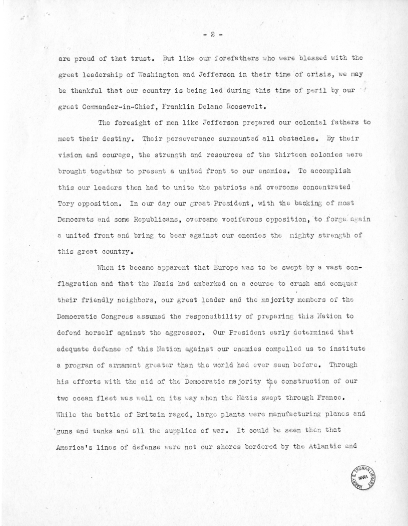 Speech of Senator Harry S. Truman at Oklahoma City, Oklahoma