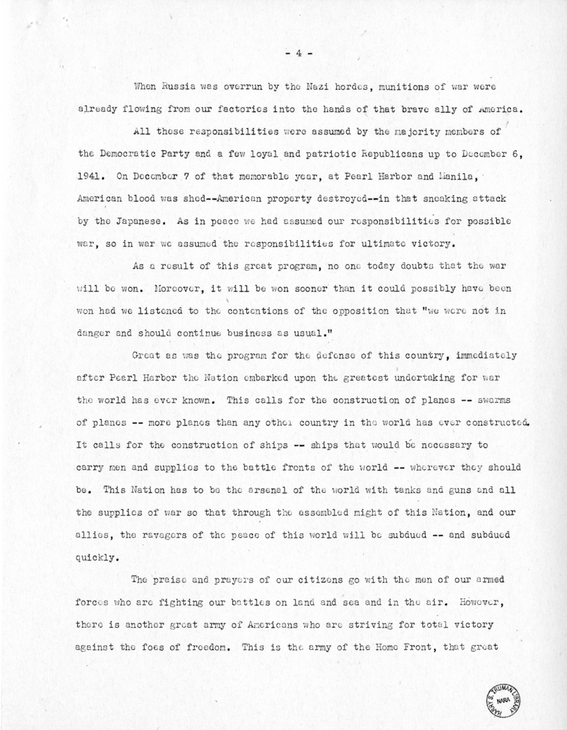 Speech of Senator Harry S. Truman at Oklahoma City, Oklahoma