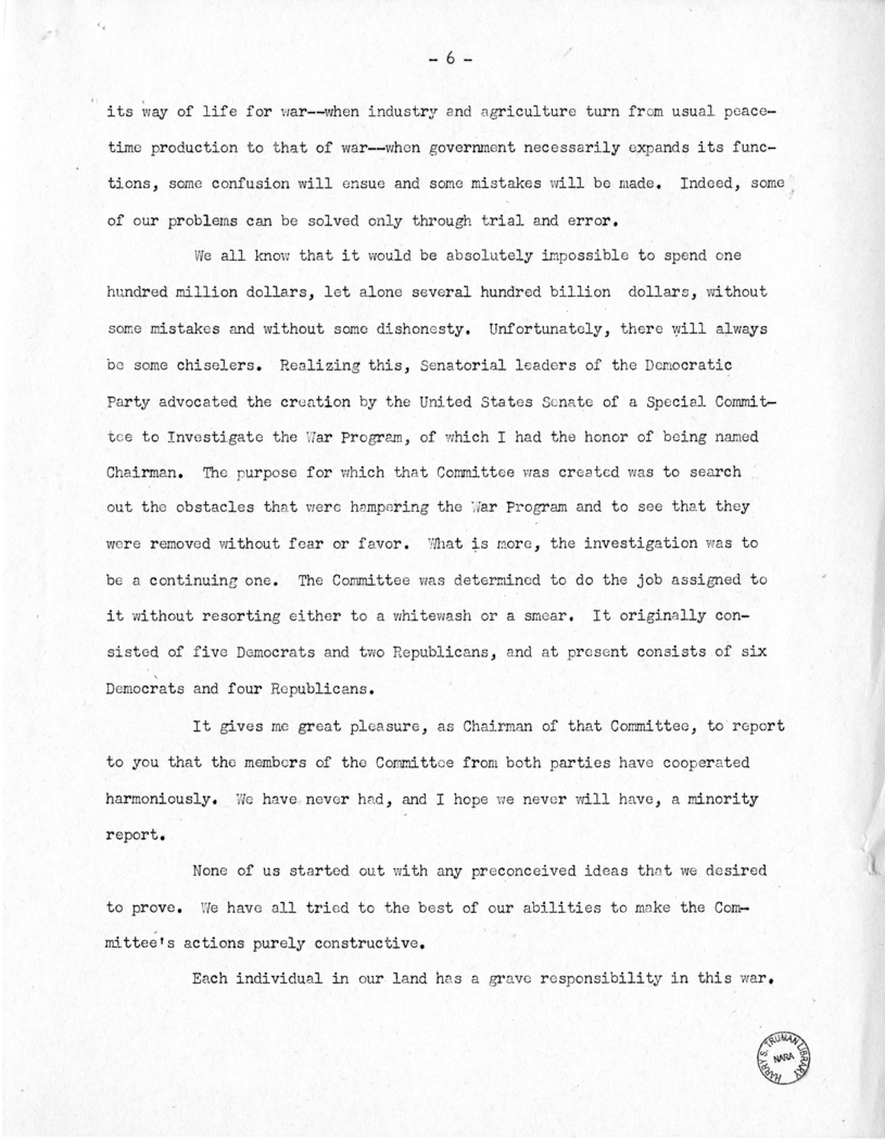 Speech of Senator Harry S. Truman at Oklahoma City, Oklahoma