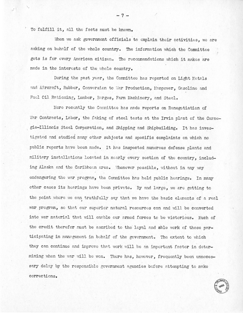 Speech of Senator Harry S. Truman at Oklahoma City, Oklahoma