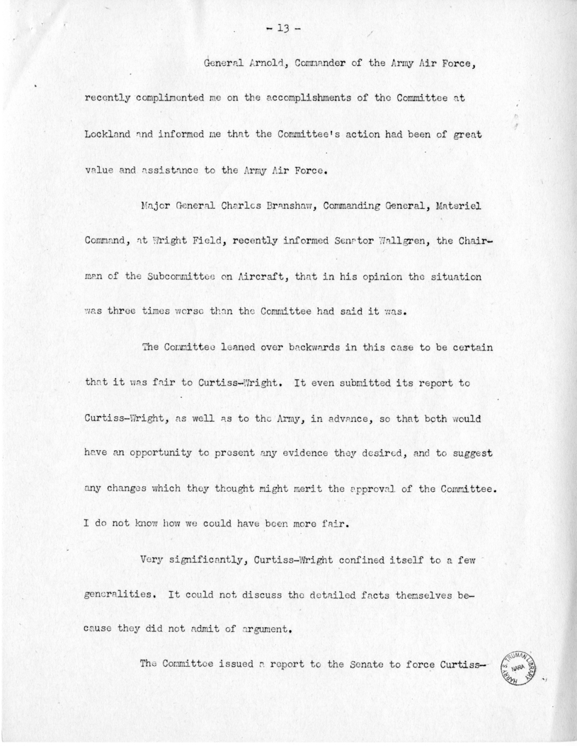 Speech of Senator Harry S. Truman at Shenandoah, Iowa