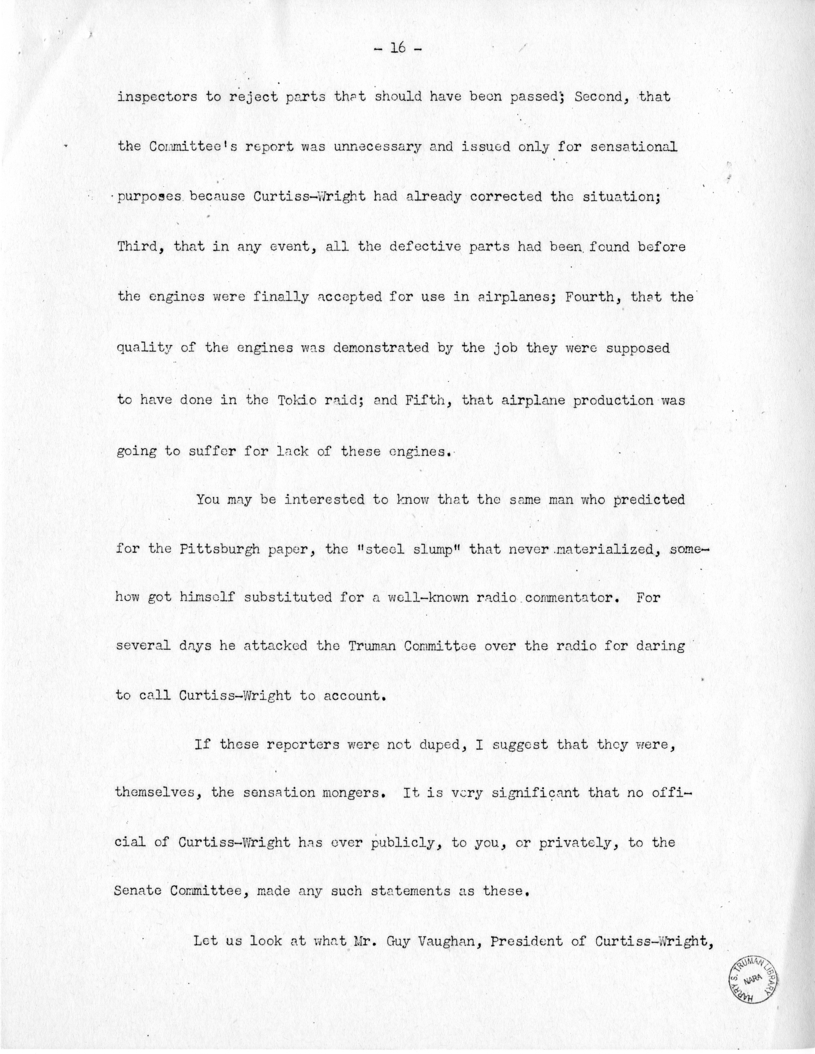 Speech of Senator Harry S. Truman at Shenandoah, Iowa