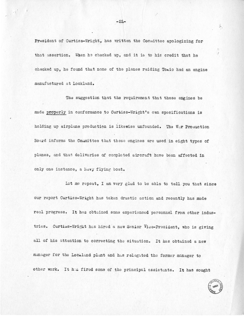 Speech of Senator Harry S. Truman at Shenandoah, Iowa