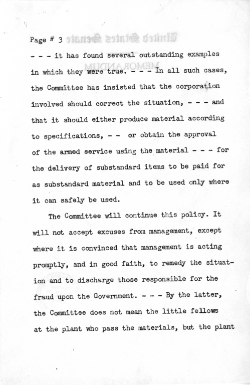 Draft Radio Speech of Senator Harry S. Truman Delivered at Shenandoah, Iowa