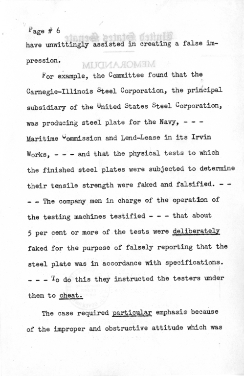 Draft Radio Speech of Senator Harry S. Truman Delivered at Shenandoah, Iowa