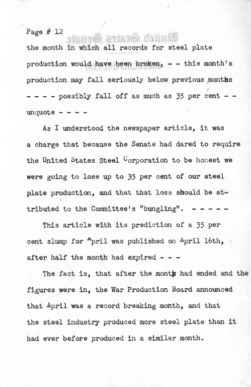 Draft Radio Speech of Senator Harry S. Truman Delivered at Shenandoah, Iowa