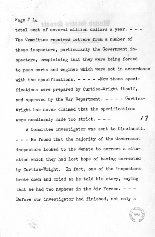 Draft Radio Speech of Senator Harry S. Truman Delivered at Shenandoah, Iowa