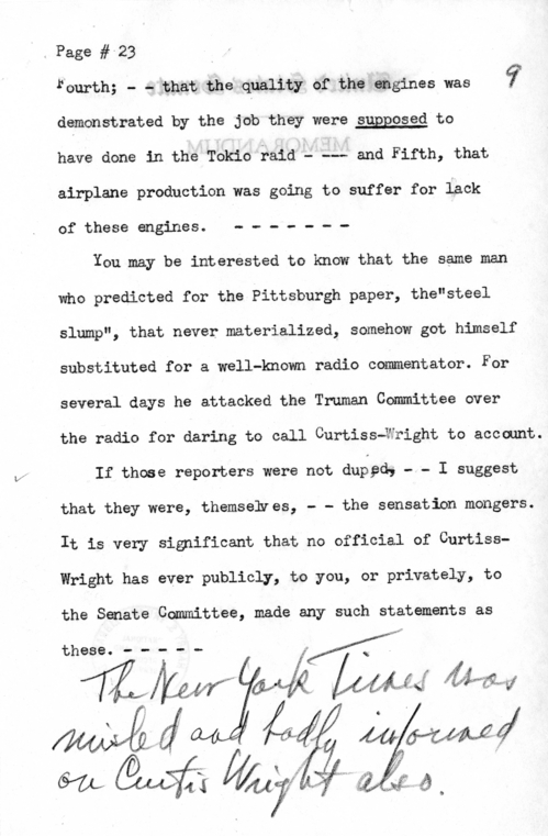 Draft Radio Speech of Senator Harry S. Truman Delivered at Shenandoah, Iowa