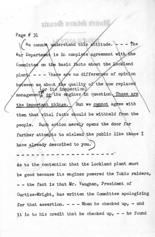 Draft Radio Speech of Senator Harry S. Truman Delivered at Shenandoah, Iowa