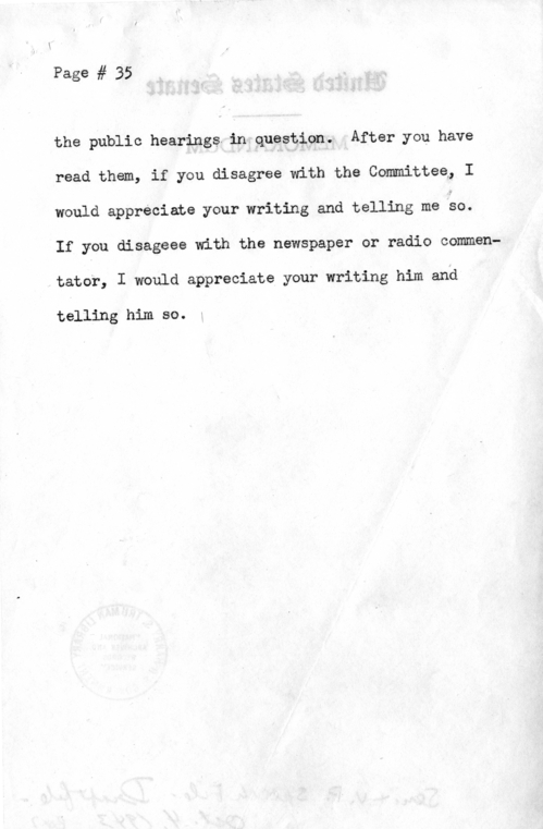 Draft Radio Speech of Senator Harry S. Truman Delivered at Shenandoah, Iowa