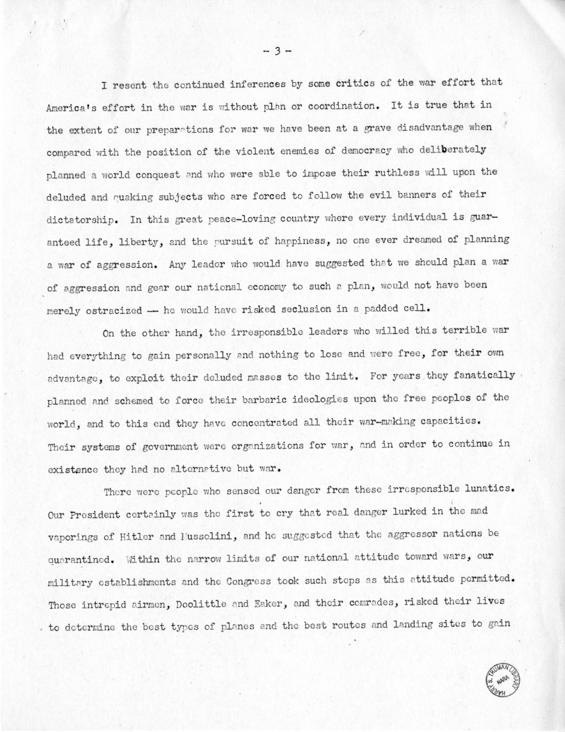 Speech of Senator Harry S. Truman at St. Louis, Missouri