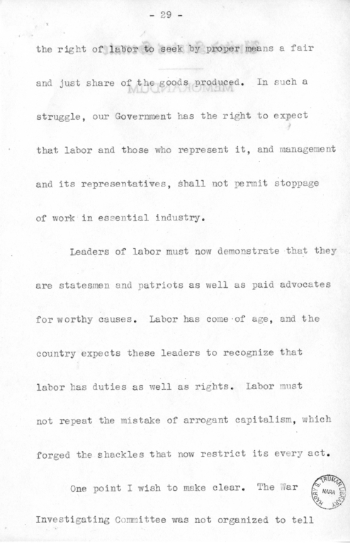 Speech of Senator Harry S. Truman Before the Democratic Women's Council at Washington D.C.