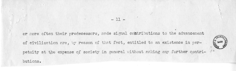 Draft Speech of Senator Harry S. Truman Before the Traffic Club of Baltimore, Maryland