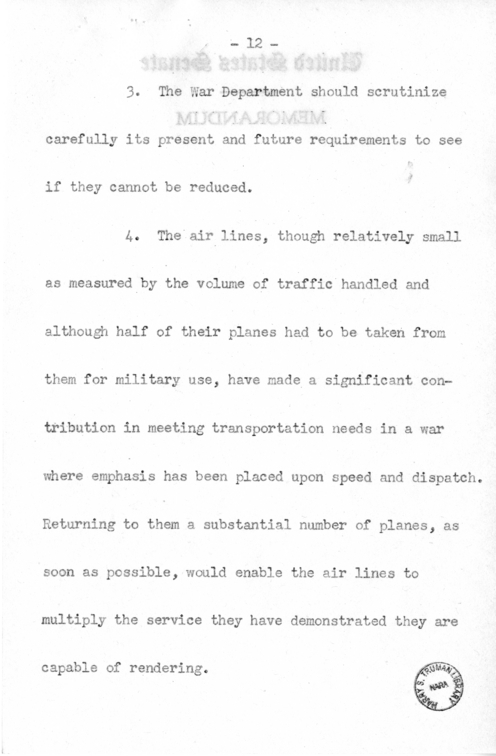 Speech of Senator Harry S. Truman Before the Traffic Club at Reading, Pennsylvania