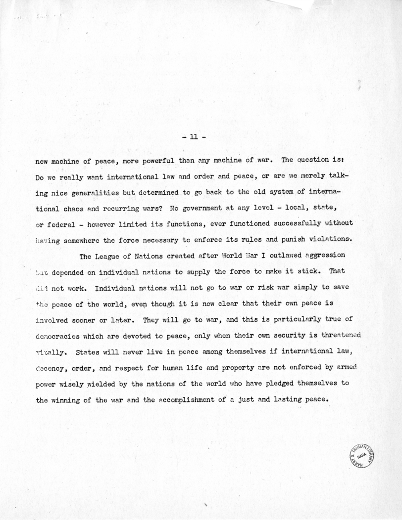 Speech of Senator Harry S. Truman Before the Tuscan Lodge at St. Louis, Missouri