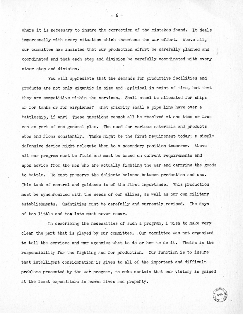 Speech of Senator Harry S. Truman at Before the Mount Washington Lodge, Kansas City, Missouri