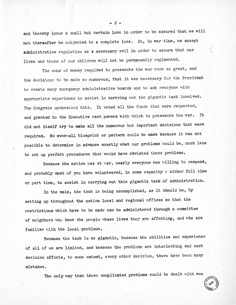 Speech of Senator Harry S. Truman Before the Federal Bar Association at Chicago, Illinois