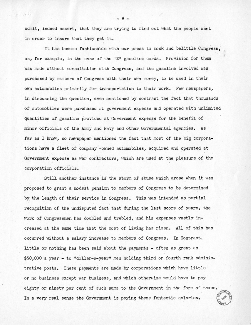 Speech of Senator Harry S. Truman Before the Federal Bar Association at Chicago, Illinois