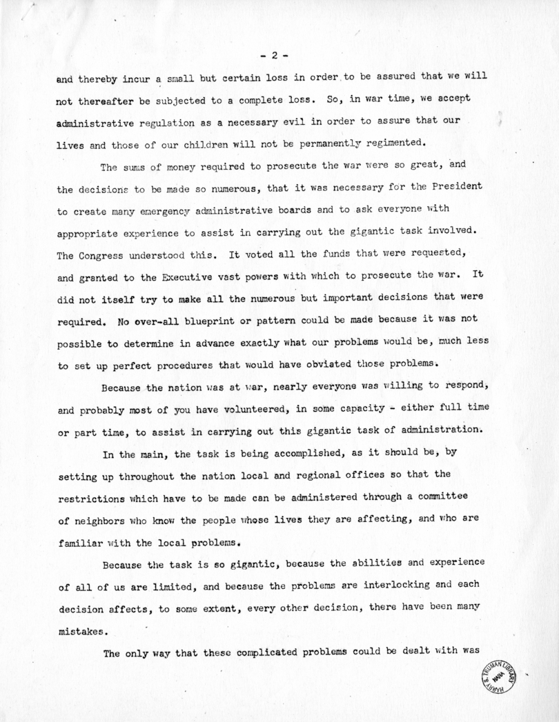 Speech of Senator Harry S. Truman Before the Federal Bar Association at Chicago, Illinois