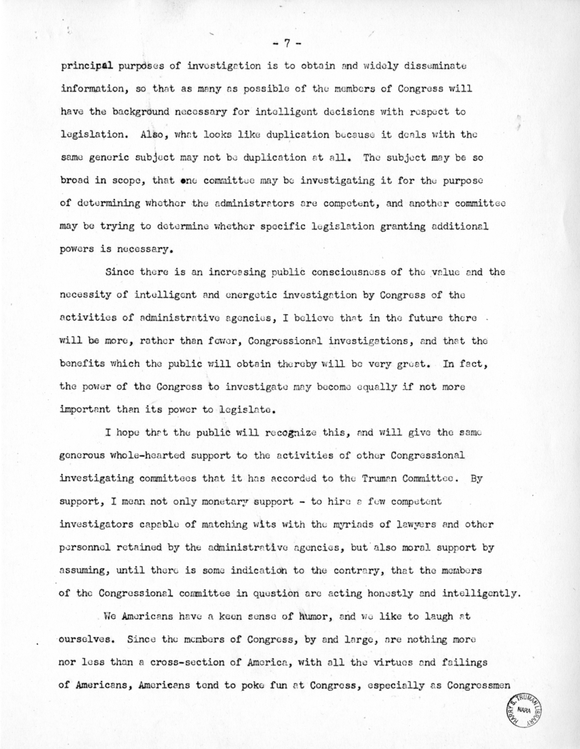 Speech of Senator Harry S. Truman Before the Meeting of the National Association of Accident and Health Underwriters at St. Louis, Missouri