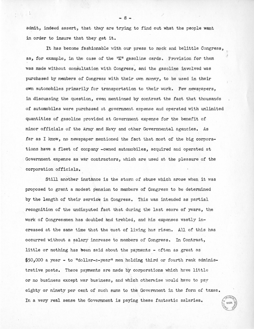 Speech of Senator Harry S. Truman Before the Meeting of the National Association of Accident and Health Underwriters at St. Louis, Missouri