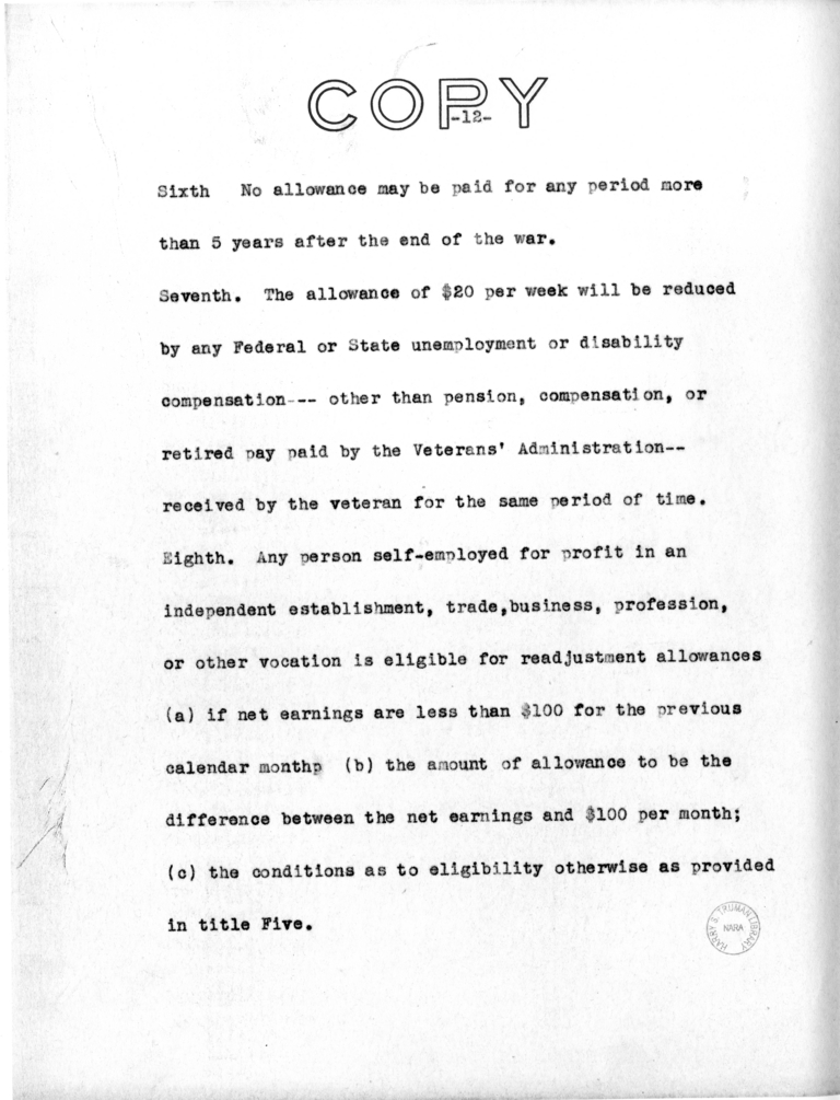 Draft Speech of Senator Harry S. Truman