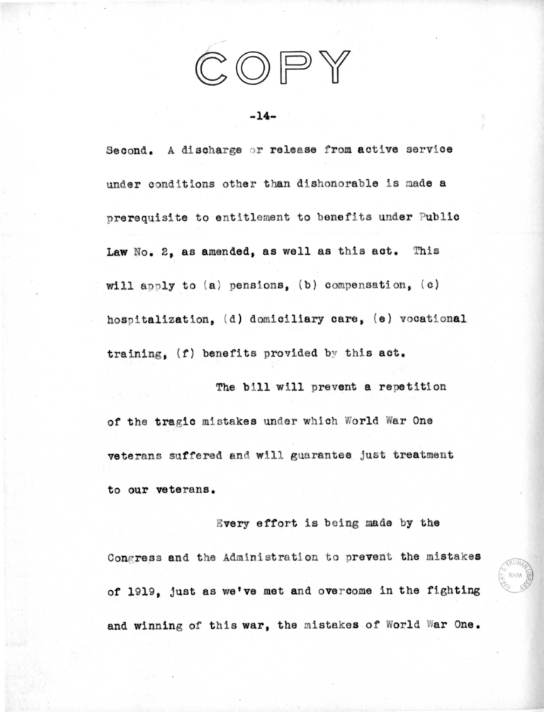 Draft Speech of Senator Harry S. Truman