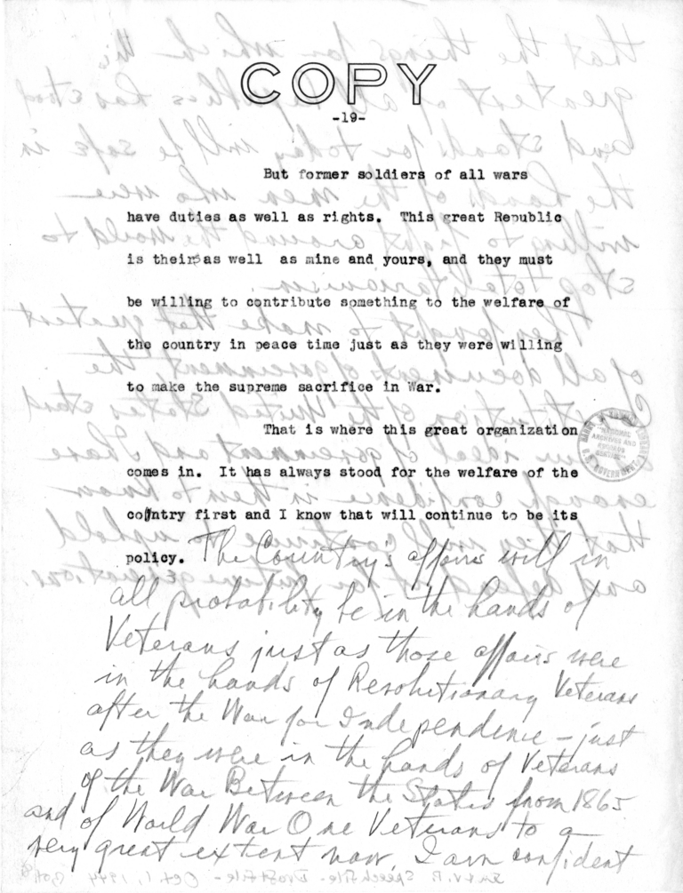 Draft Speech of Senator Harry S. Truman