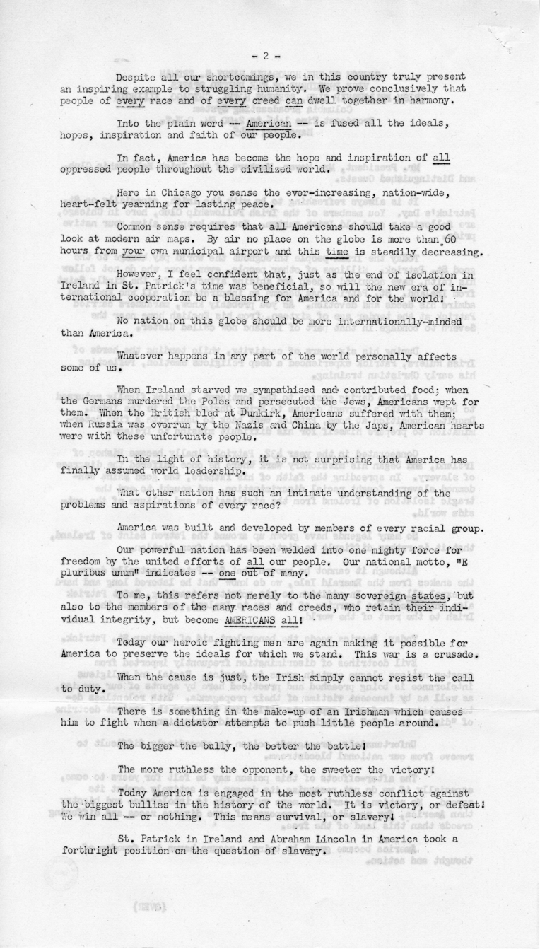 Press Release of Speech of Vice President Harry S. Truman Before the Irish  Fellowship Club in Chicago, Illinois | Harry S. Truman