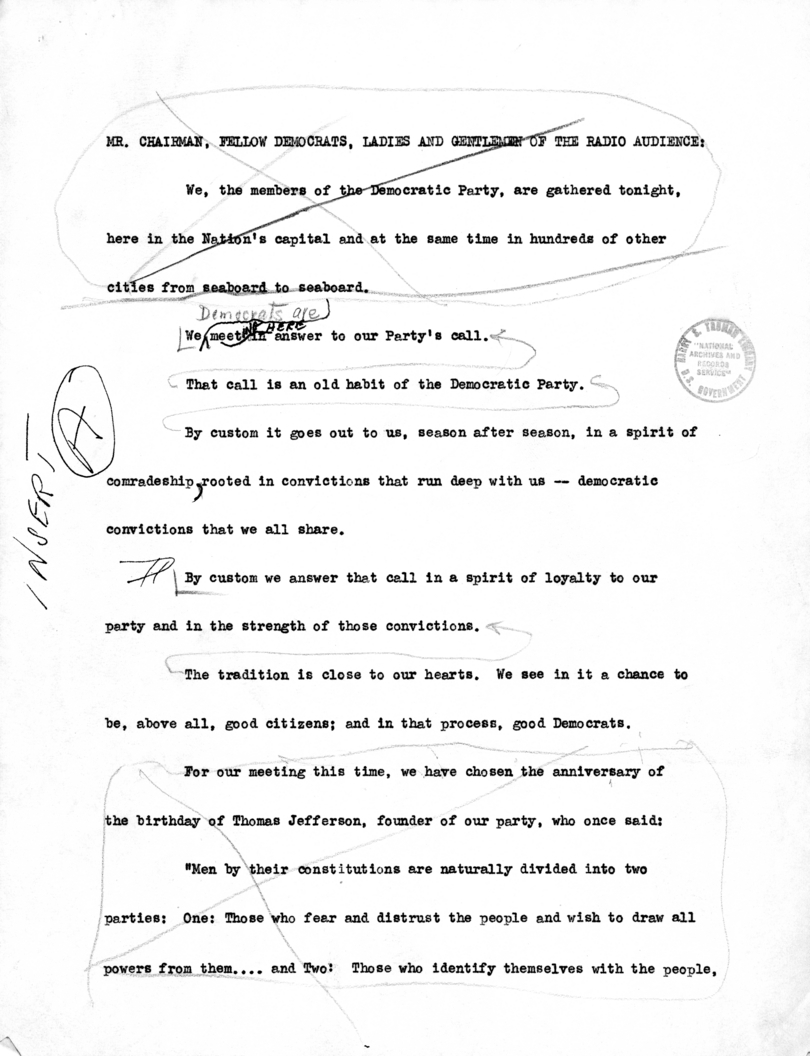 Draft Suggested Speech of Vice President Harry S. Truman at Providence, Rhode Island