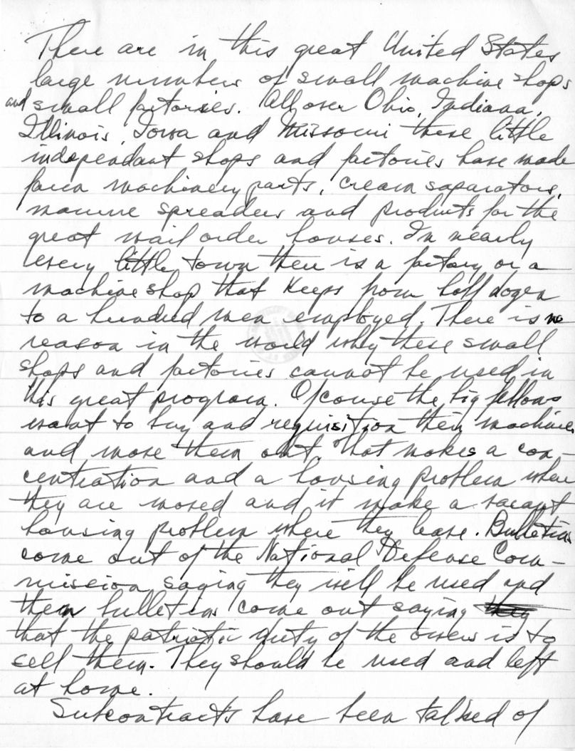 Handwritten Draft of Radio Speech by Senator Harry S. Truman