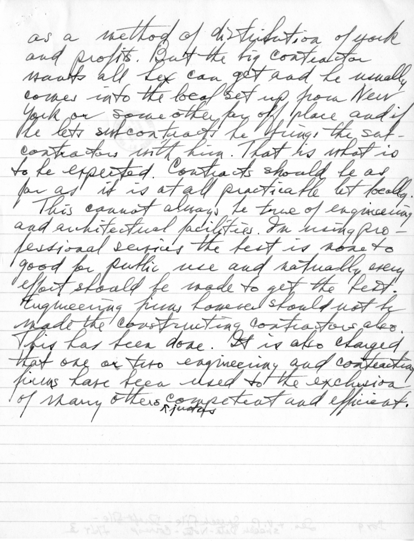 Handwritten Draft of Radio Speech by Senator Harry S. Truman